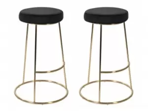 image of LPD Opera Black Velvet Upholstered Fabric Bar Stools Set of 2