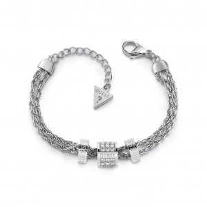 image of Guess Love Knot Silver Plated Crystal Rope Charm Bracelet