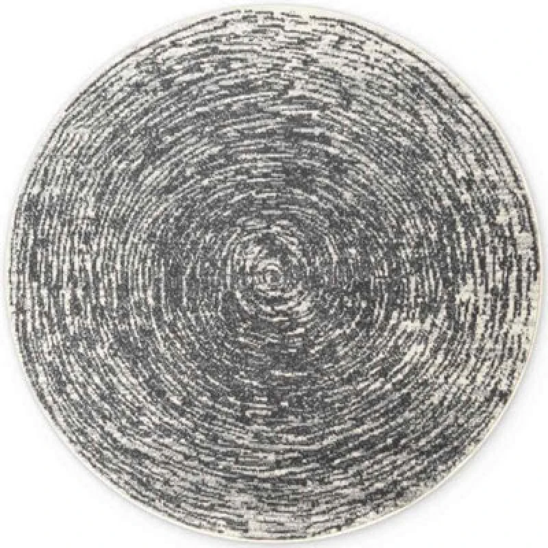 Image of The Rugs Gloria Round Rug Cavallo Abstract Short Pile Polypropylene 9mm In Grey
