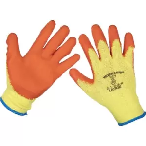 image of 12 PAIRS Knitted Work Gloves with Latex Palm - Large - Improved Grip Breathable