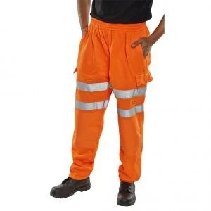 Image of B Seen Jogging Bottoms Hi Vis Zip Pockets 2XL Orange Ref BSJBORXXL Up