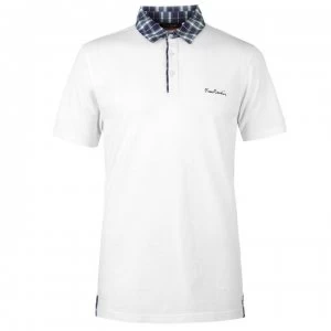 image of Pierre Cardin Short Sleeve Check Collar Polo Mens - White