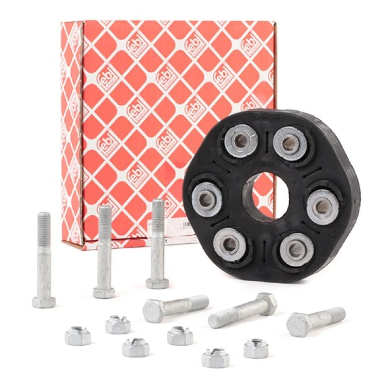Image of FEBI BILSTEIN 43481 Drive Shaft Coupler with bolts/screws, with nuts, Bolt Hole Circle Ø: 110mm Elastomer Joint,propeller shaft (1427)