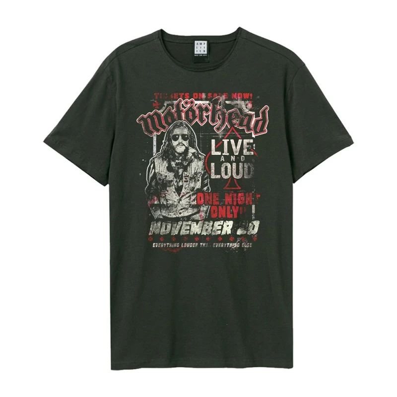 Image of Amplified Amplified Men One Night Only Motorhead T-Shirt in Charcoal Size: Small Charcoal S Male 5063470529773