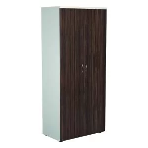Image of Jemini Wooden Cupboard 800x450x1800mm WhiteDark Walnut KF810711