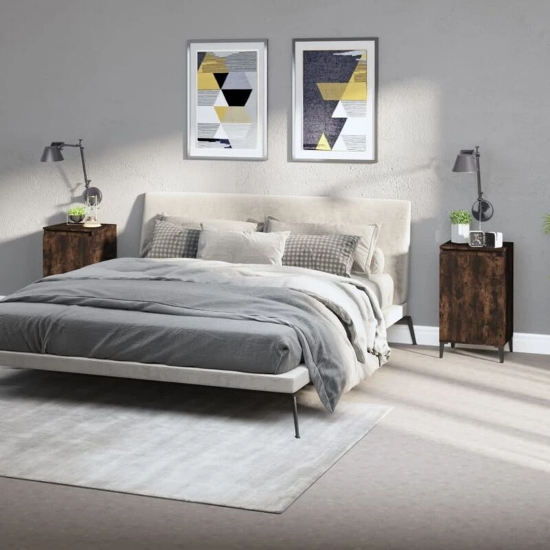 Image of VIDAXL Bedside Cabinets 2 pcs Smoked Oak 40x35x70cm Engineered Wood Vidaxl 8720845737450