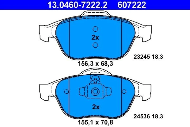 Image of ATE 13.0460-7222.2 Brake pad set excl. wear warning contact Brake Pad Set,disc brake (402)