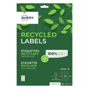 image of Avery Recycled Address Labels 14 Per Sheet 210 Labels White