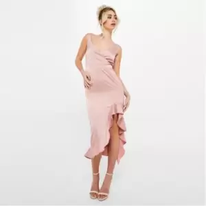 Missguided Textured Wrap Frill Midaxi Dress - Pink