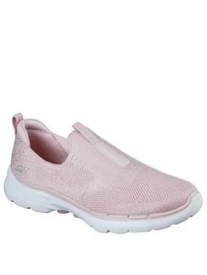 image of Skechers Go Walk 6 Slip On Plimsolls, Pink, Size 4, Women