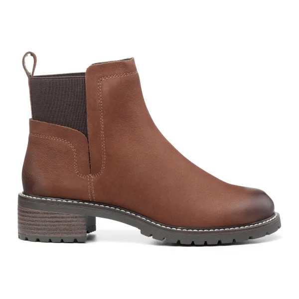 Image of Hotter Bree Heeled Nubuck Heeled Ankle Boots - Chestnut, Brown, Size 6, Women
