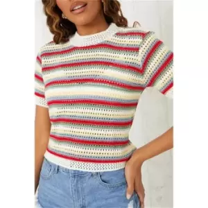 Image of I Saw It First Multi Pointelle Multi Knitted Top - Multi