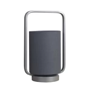 Image of Edwin Silver Table Lamp with Grey Shade