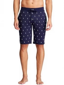 image of Polo Ralph Lauren All Over Pony Print Logo Lounge Shorts - Cruise Nave, Cruise Navy, Size 2XL, Men