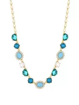 image of Mood Mood Gold Blue Turquoise And Blue Opal Mixed Stone Collar Necklace