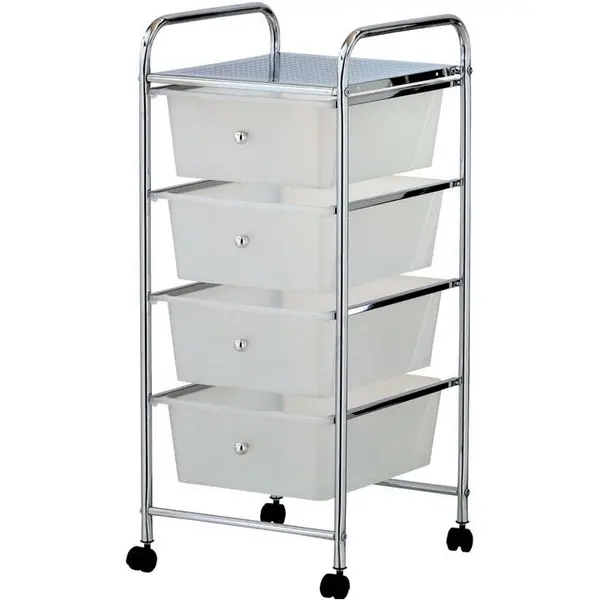 image of VonHaus VonHaus Plastic 4 Drawer Trolley - White One Size