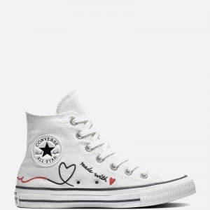 image of Converse Chuck Taylor All Star Love Thread Hi-Top Trainers - Vintage White - UK 3