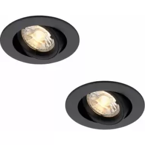 image of Loops - 2 pack Directional Tilting Ceiling Downlight - 50W GU10 Reflector - Matt Black