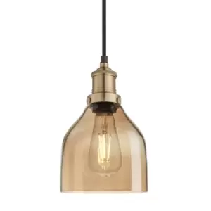 Image of Industville Brooklyn Tinted Glass Cone Amber Pendant / 6" Pewter Holder