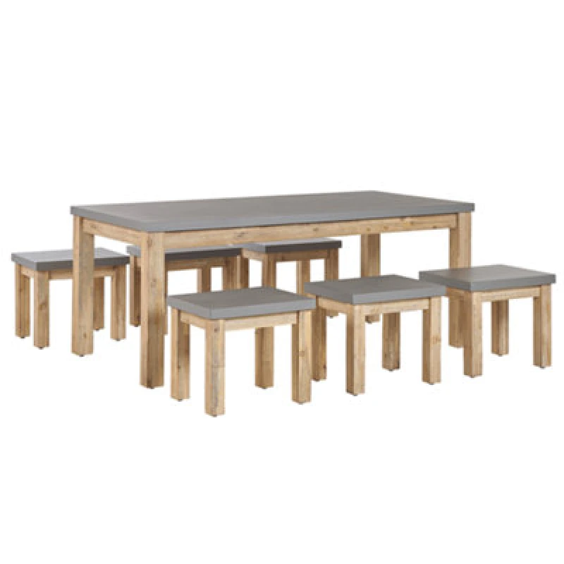 Image of Beliani Garden Dining Set With Stools 6 Seater Ostuni Concrete Grey