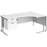 image of Dams International Right Hand Ergonomic Desk MC18ERP2SWH 1,800 x 1,200 x 725 x 800 - 990 mm