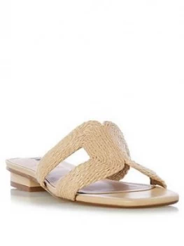 image of Dune London Libi Woven Detail Flat Smart Sandals - Natural, Size 6, Women