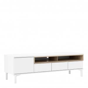 image of Greyson 1 Door 3 Drawer TV Unit - White & Oak Effect