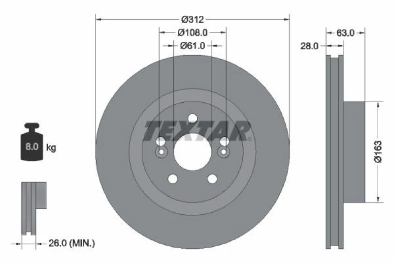 Image of Brake disc TEXTAR 92167703