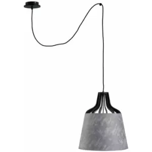 image of Keter Ivo Dome Pendant Ceiling Light Grey, 38cm, 1x E27, 200cm Wire