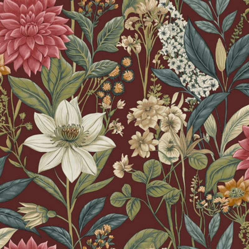 Image of Holden Decor Holden Decor Garden Floral Deep Berry Pink & Plum Wallpaper 14321