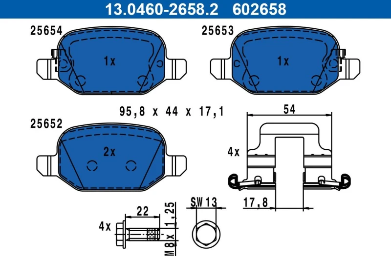 Image of Brake pad set ATE 13.0460-2658.2