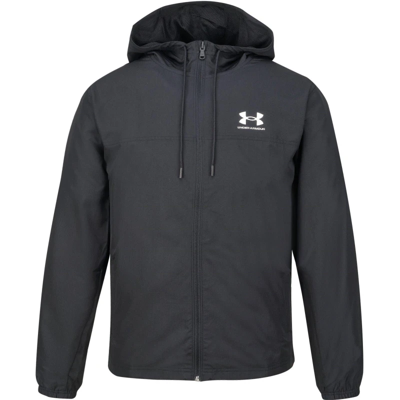 Image of Under Armour Mens Sportstyle Water Resistant Wind Resistant Long Sleeve Windbreaker Triple Black male M