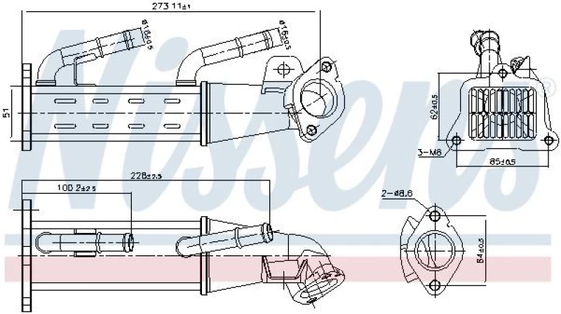 Image of NISSENS 989404 EGR Cooler without sensor, without gaskets/seals Steel EGR Cooler (4032)