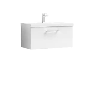 image of Nuie Arno 800mm Wall Hung 1 Drawer Vanity & Basin 3 Gloss White