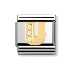 image of Nomination Classic Gold & CZ Letter U Charm