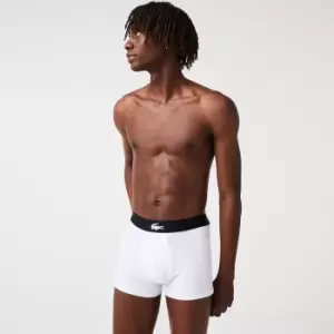 Image of Lacoste Mens Stretch Cotton Trunk 3 Pack Size 3 - S Black / Grey Chine / White