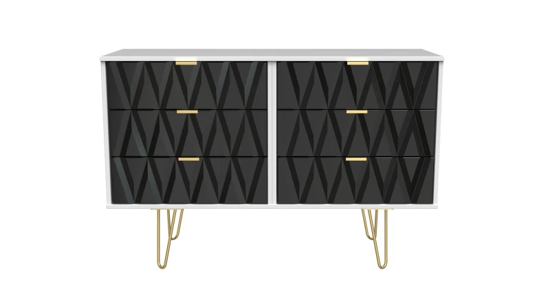 Image of Dallas 6 Drawer Chest In Deep Black & White (Ready Assembled)