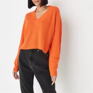 image of Missguided V Neck Jumper - Orange