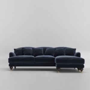Image of Swoon Holton Velvet Corner Sofa - Right Hand Side - Corner Sofa - Ink