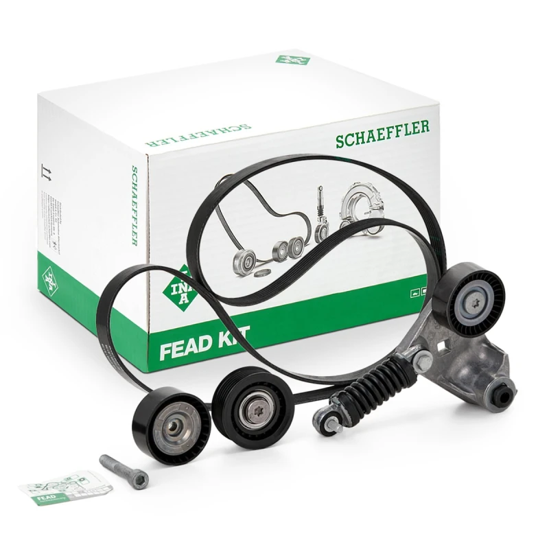 Image of INA 529 0104 10 V-ribbed belt set Check alternator freewheel clutch & replace if necessary V-Ribbed Belt Set (542)