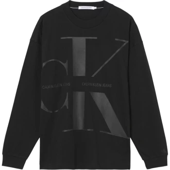 Image of Calvin Klein Jeans Blown Up Logo Long Sleeve Sweater - CK BLACK