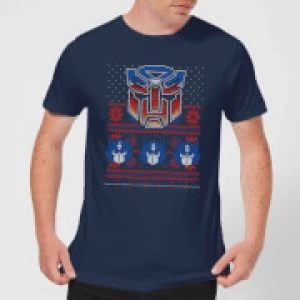 Image of Autobots Classic Ugly Knit Mens Christmas T-Shirt - Navy - L