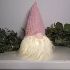 Image of 24cm LED Christmas Gonk Decoration with Knitted Pale Pink Hat