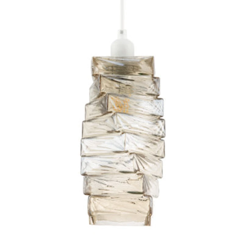 Image of Happy Homewares Sleek Gold Tinted Pendant Light Shade With Staggered Rectangular Body