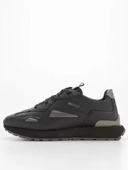 Image of HUGO Cubite_runn Leather Black Trainers