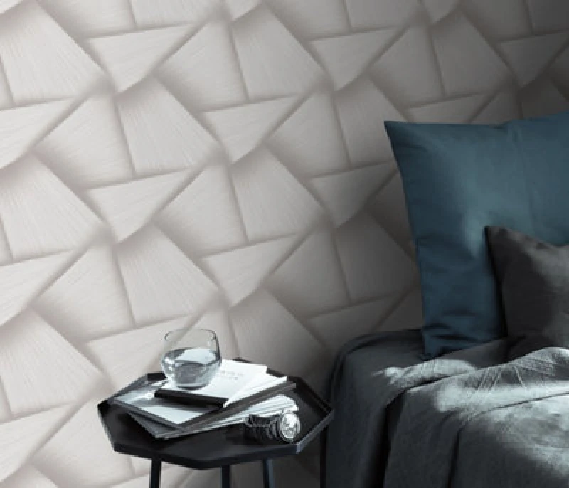 Image of Erismann Wallpaper Erismann Pose Striking Geometric Textured Grey Vinyl Wallpaper Cream
