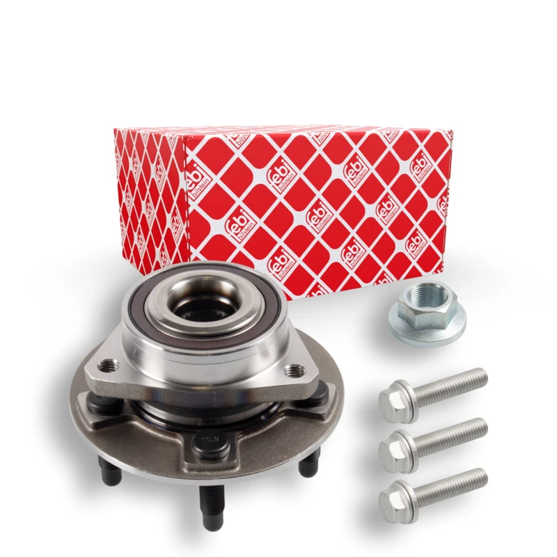 Image of FEBI BILSTEIN 39916 Wheel bearing kit with fastening/mounting material, Rear Axle Left, with ABS sensor ring Wheel Bearing Kit (654)