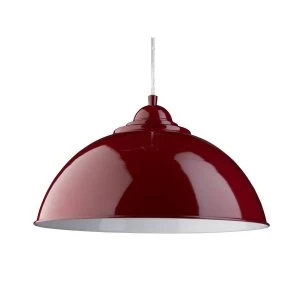 image of 1 Light Dome Ceiling Pendant Red with Metal Shade, E27