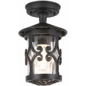 Image of Loops - IP23 1 Bulb Semi Flush Light Black LED E27 100W Bulb Outside External
