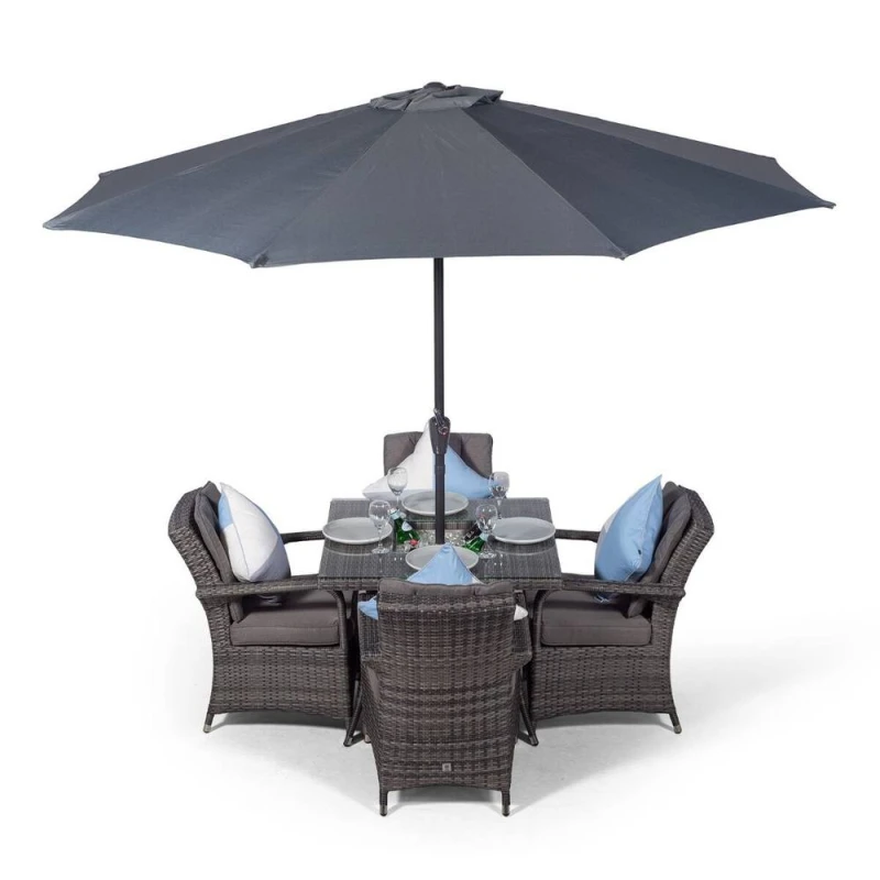 Image of Thats Furniture Arizona Square 4 Seater Patio Dining Set with Ice Bucket Drinks Cooler in Grey Grey Unisex